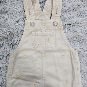 Old Navy Cream Overalls with Yellow Embroidery